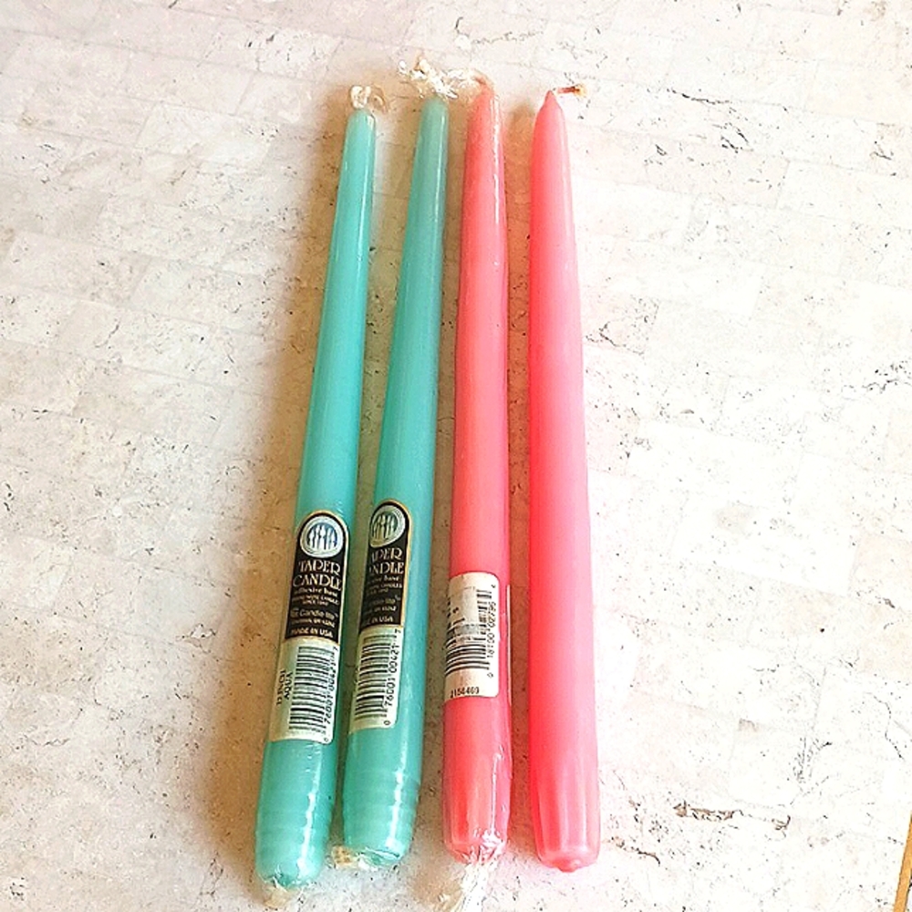 Vintage set of 4 unscented premium tapered 12" candles..NEW, U.S.A.